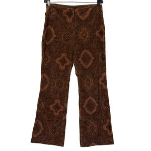 David Paul Pants Womens Size 8 Brown Hippie Textured Paisley Stretch